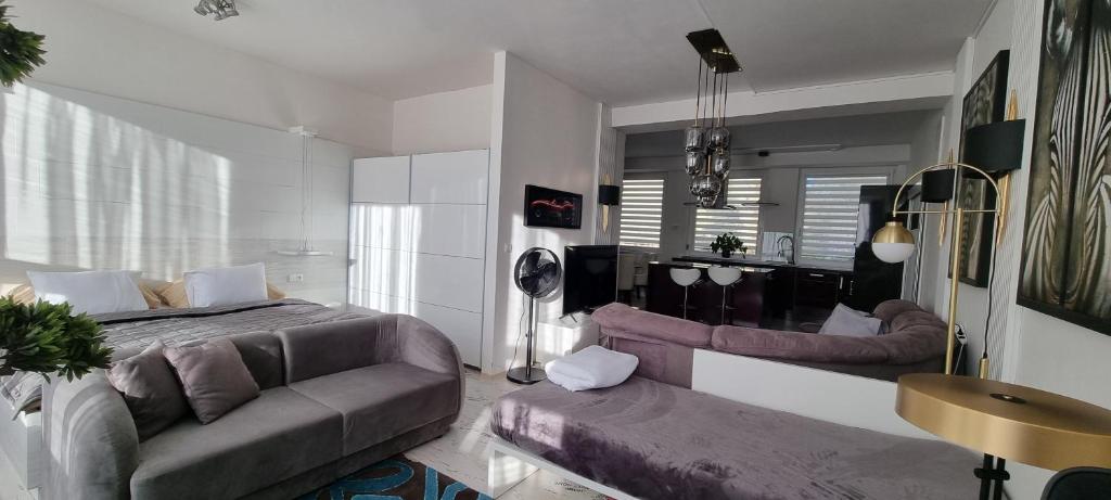 Posezení v ubytování Bordó apartmán A4 v Chomutově