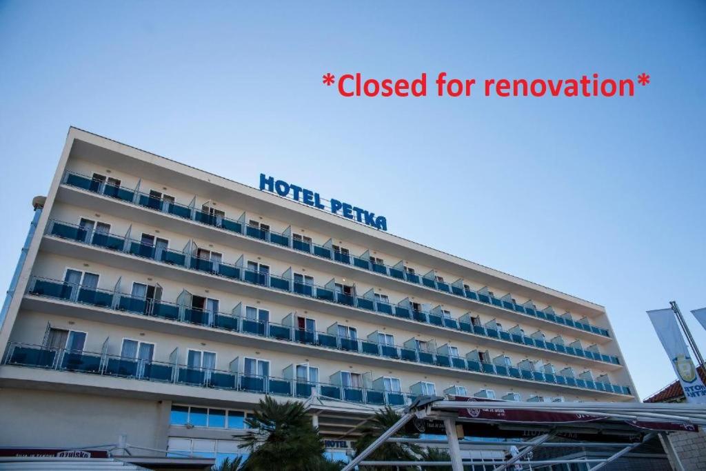 a hotel building with the words closed for renewal at Hotel Petka in Dubrovnik