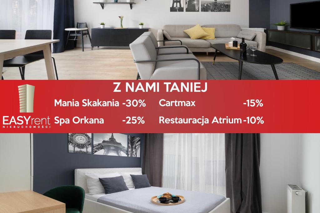 a flyer for a furniture store with a living room at EASY RENT Apartments - GUSTO in Lublin
