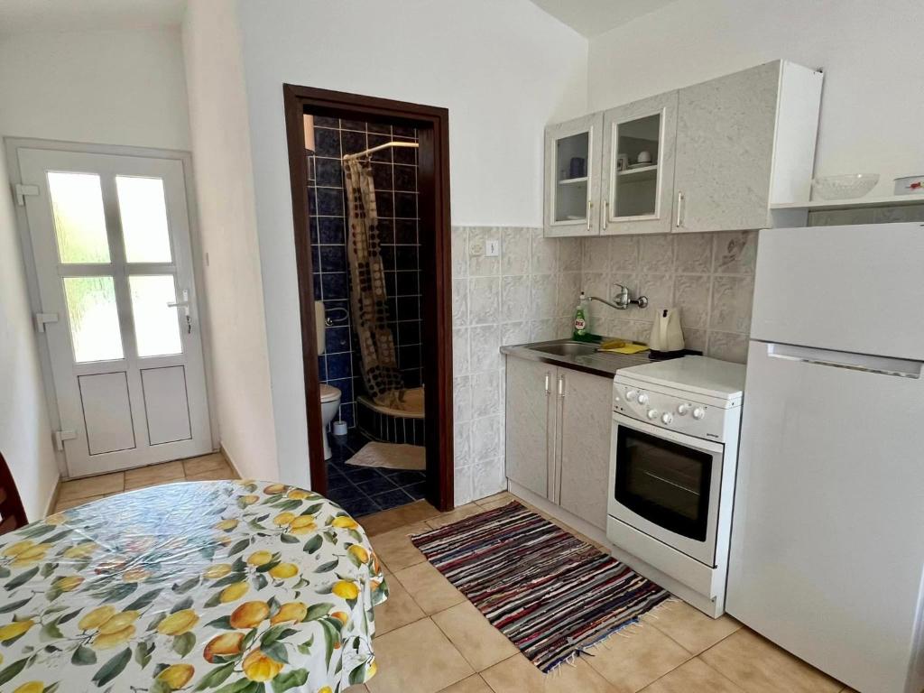 Kuchyň nebo kuchyňský kout v ubytování Apartmani Lidija Karin Donji