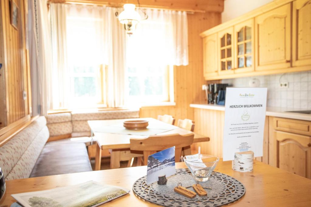 Kuchyň nebo kuchyňský kout v ubytování Schaffergut Appartements