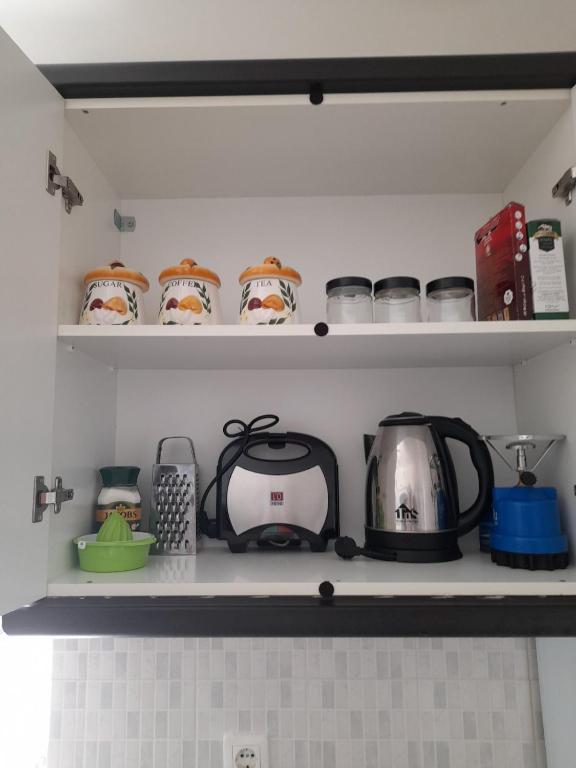 Kuchyň nebo kuchyňský kout v ubytování Villa Fraoulitsa