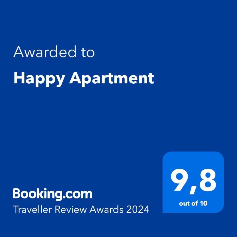 Certifikát, hodnocení, plakát nebo jiný dokument vystavený v ubytování Happy Apartment