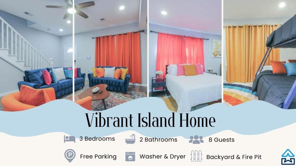 大西洋城的住宿－Vibrant Island Home - 3 Bedrooms and 2 Bathrooms，居家客厅的 ⁇ 染