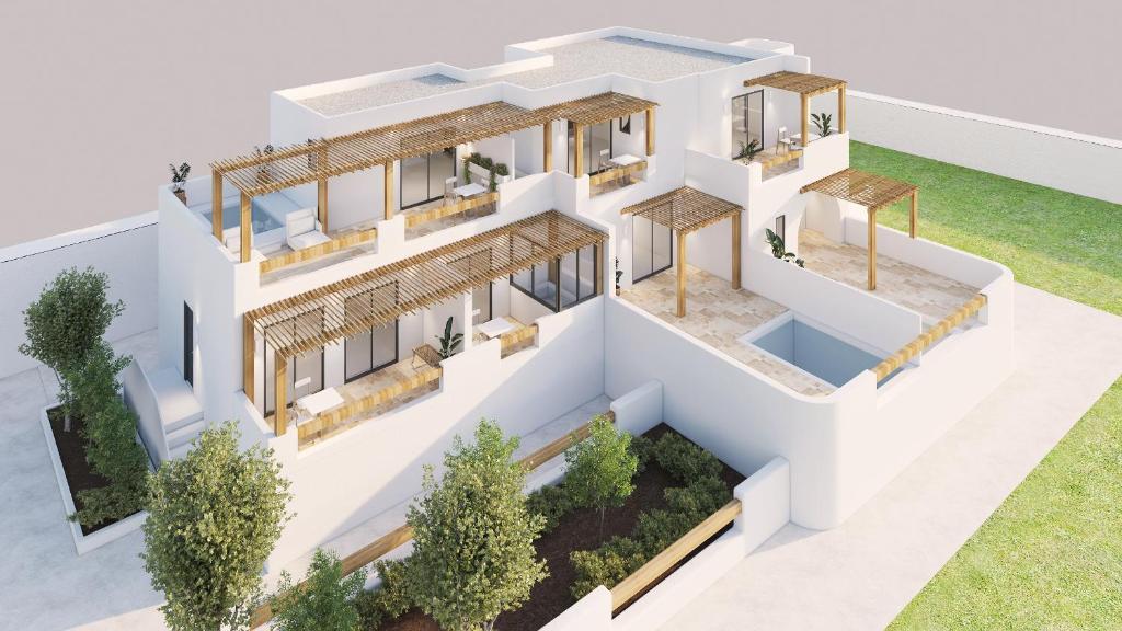 an illustration of a house with a garden at Kalea Luxury Villas in Agia Anna Naxos