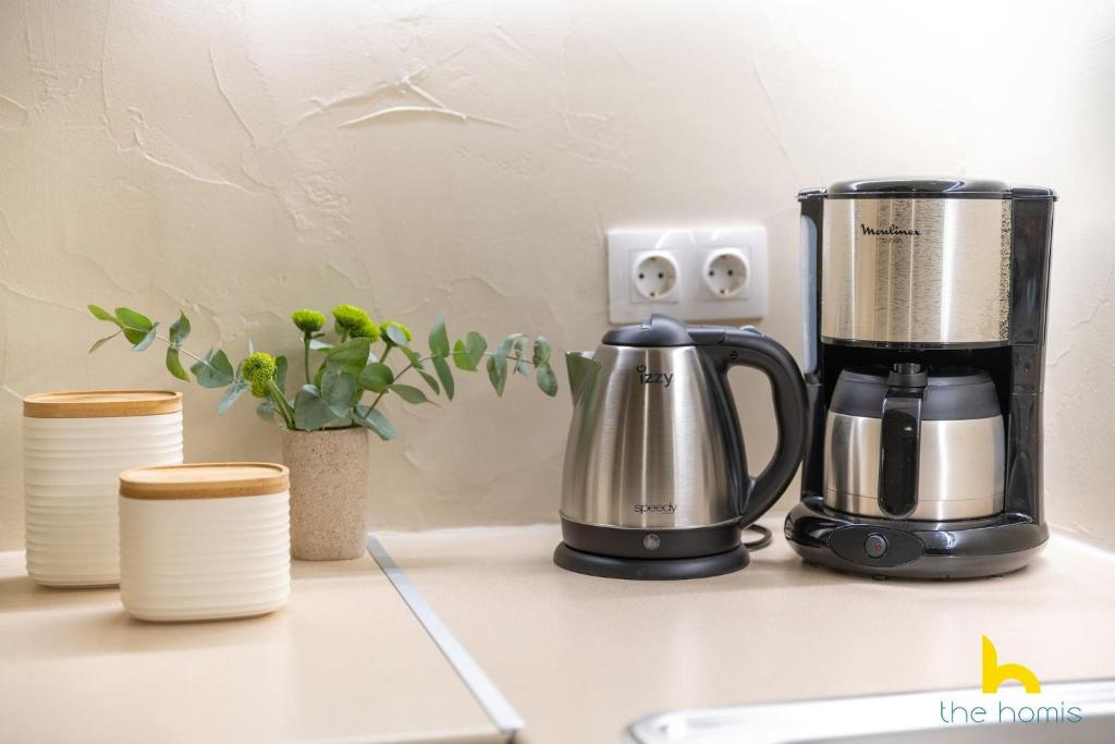 Coffee and tea making facilities at Romantic Luxury Hideaway Near Acropolis with Jacuzzi