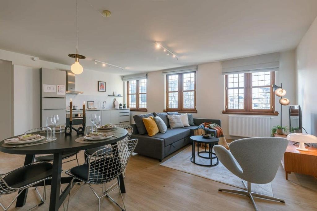 Posezení v ubytování Huswell - Modern apartment on top location in Antwerp