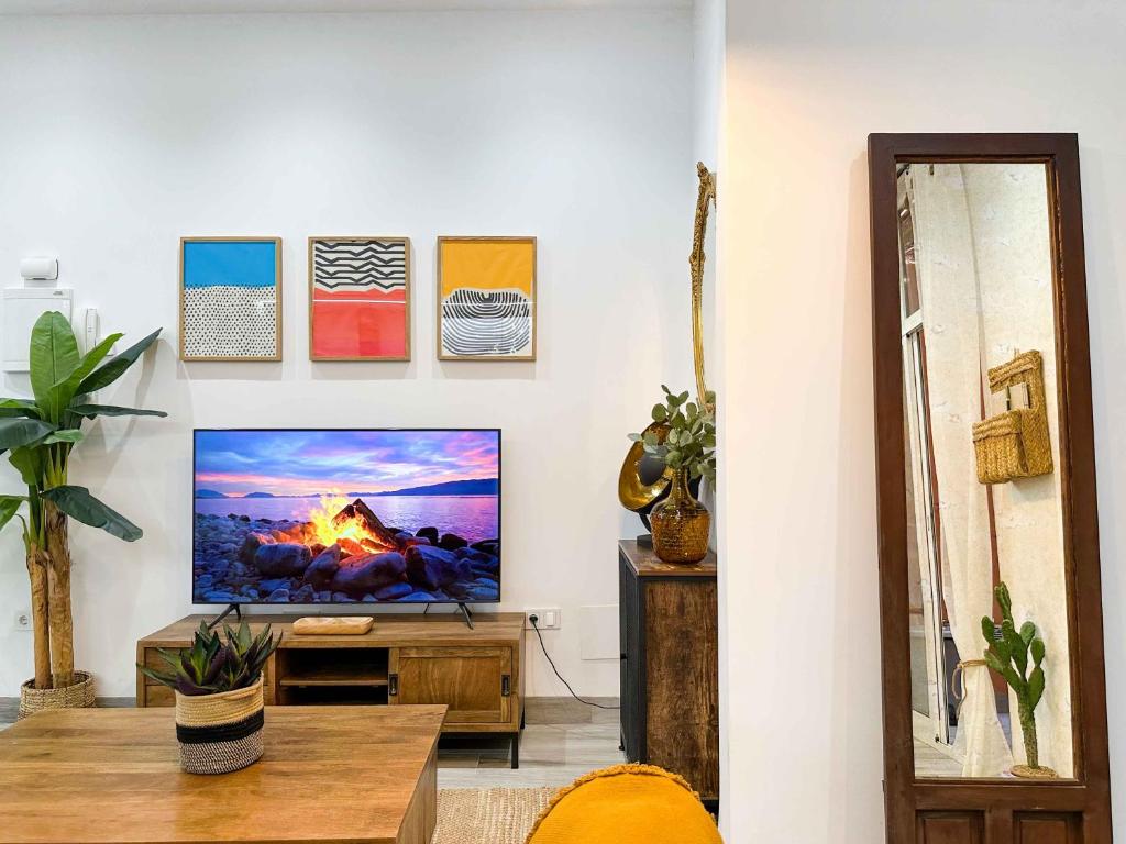 Televízia a/alebo spoločenská miestnosť v ubytovaní Estiloso apartamento en el centro de Alicante