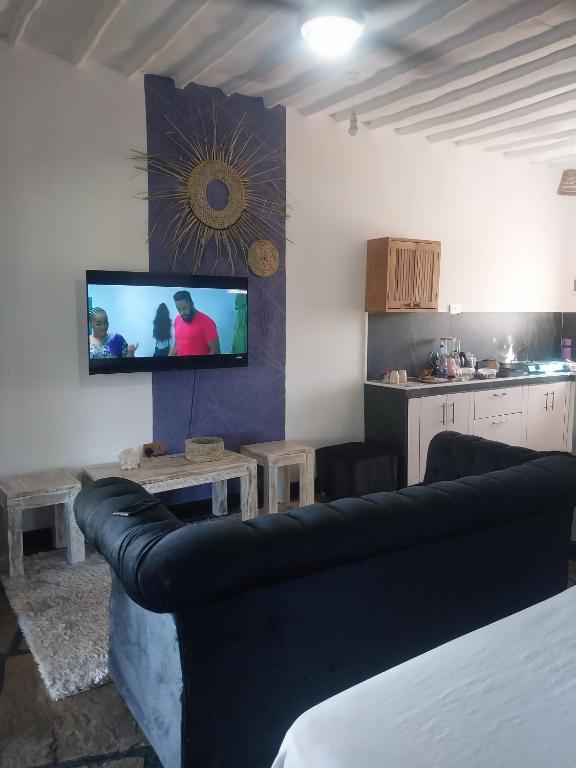 Televiisor ja/või meelelahutuskeskus majutusasutuses Sagwe Riviera Diani, Kenya
