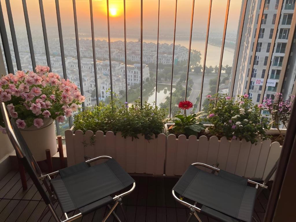 Μπαλκόνι ή βεράντα στο Homstay Ocean Park view biển hồ S1.12