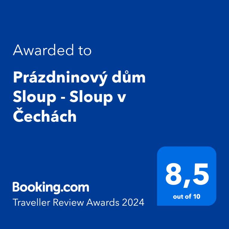 Certifikát, hodnocení, plakát nebo jiný dokument vystavený v ubytování Prázdninový dům Sloup - Sloup v Čechách