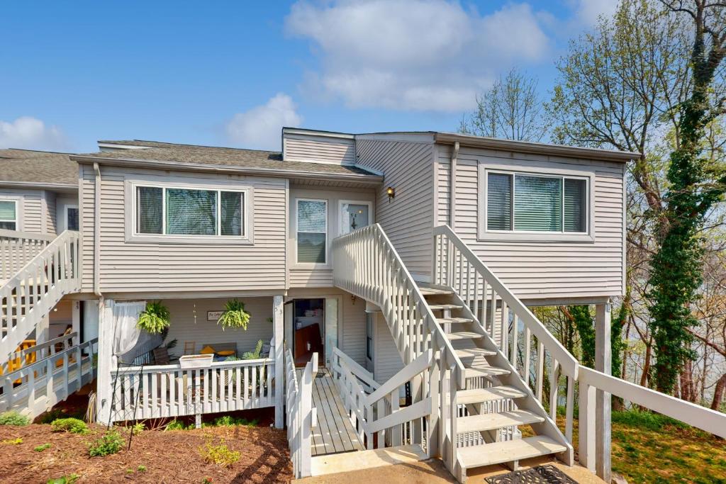 a house with stairs leading up to it at Gracious Lookout in Hickory