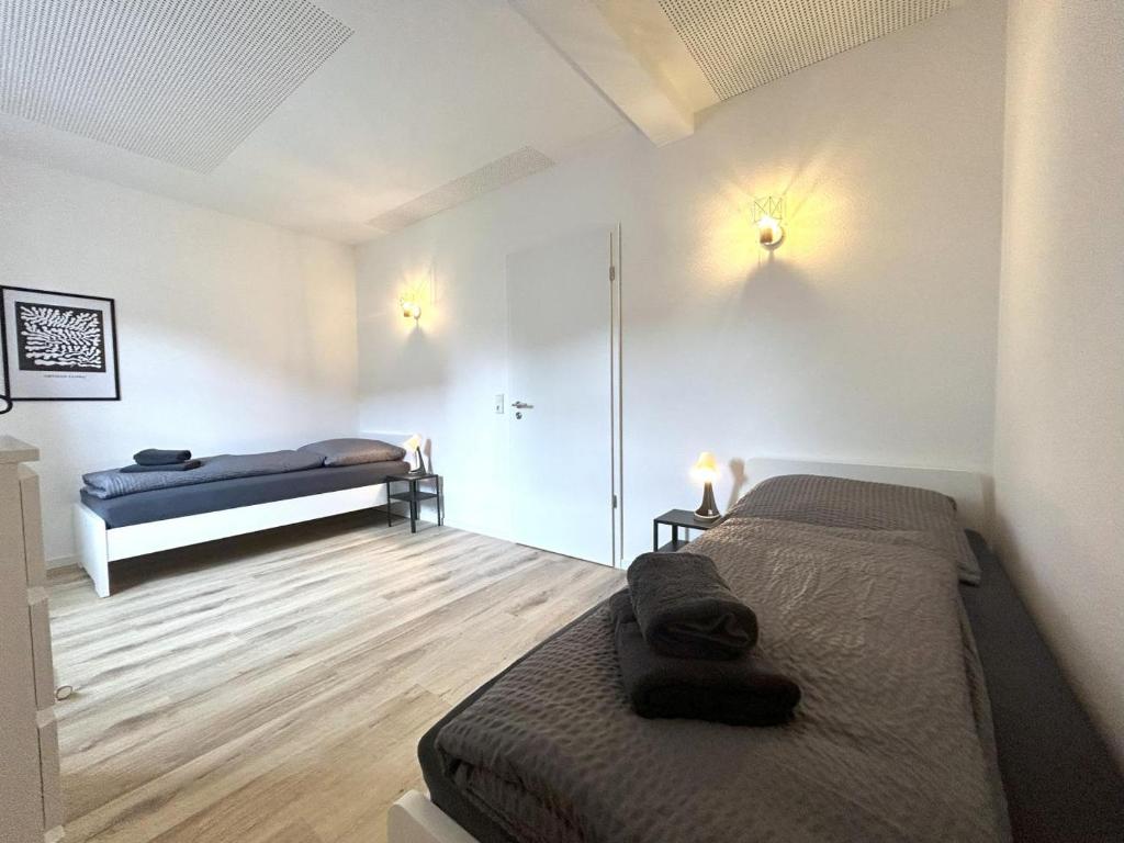 Postel nebo postele na pokoji v ubytování Nice Apartment in Büchenberg