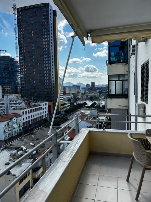 een balkon met uitzicht op de stad bij Center View Luxury Apartment in Tirana