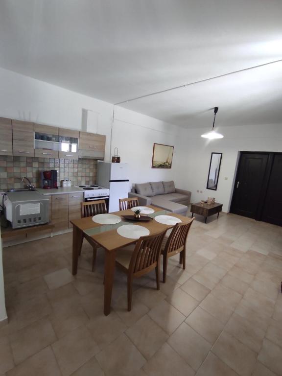 Kuchyň nebo kuchyňský kout v ubytování Irene apartment in Vlachata village!