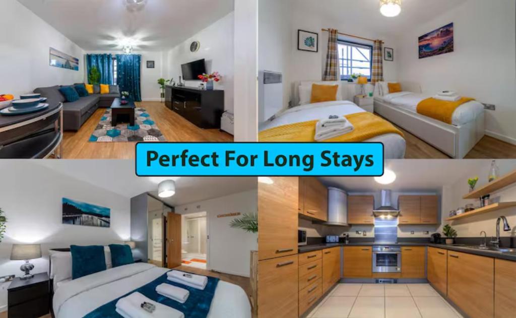 kolaż trzech zdjęć pokoju hotelowego w obiekcie Perfect for Long Stays Business & Family Guests! Stratford London Sleeps 6 Guests! WIFI & Netflix w Londynie