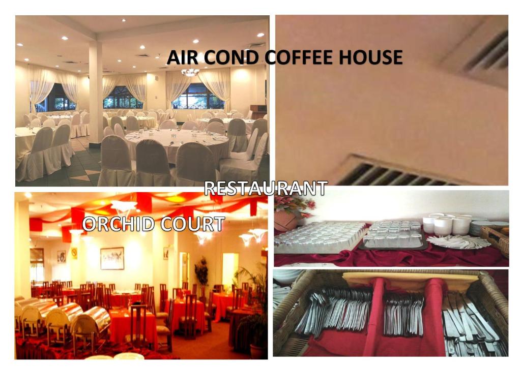 a collage of pictures of an art end coffee house at BAYU BEACH RESORT in Port Dickson