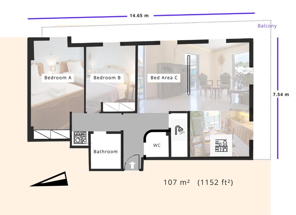 a floor plan of a house at Friends & Family in Athens