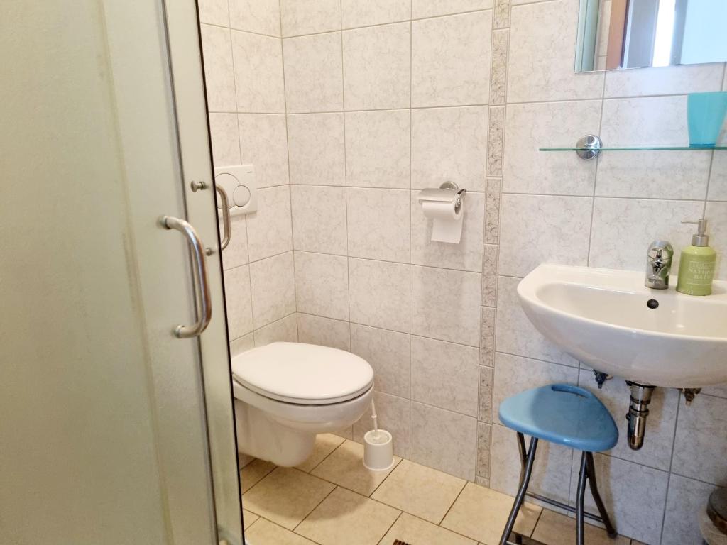 Koupelna v ubytování Apartmaji pri Ticelnu