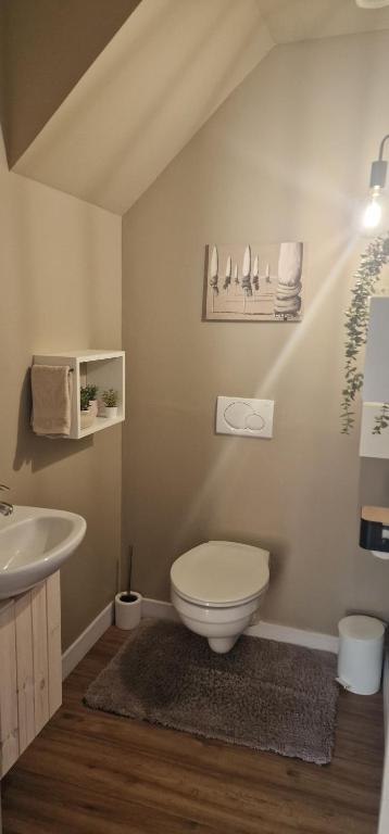 Kúpeľňa v ubytovaní Gîte 4 personnes avec piscine et bain nordique proche des plages du débarquement