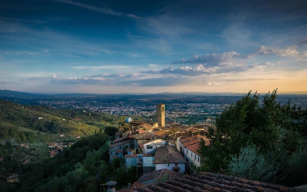 uitzicht op een stad vanaf de top van een heuvel bij Ferienwohnung für 5 Personen ca 75 qm in Massa e Cozzile, Toskana Provinz Pistoia in Massa e Cozzile