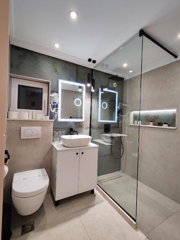 Koupelna v ubytování AMD Premium rooms Budva