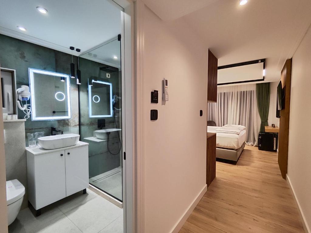 Postel nebo postele na pokoji v ubytování AMD Premium rooms Budva