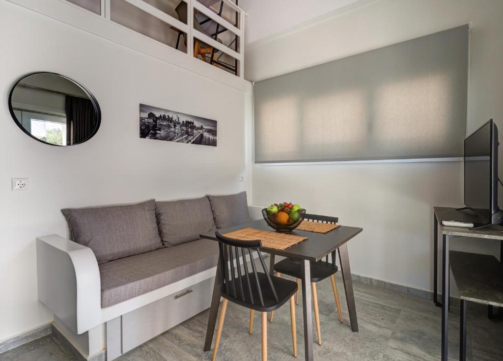 Posezení v ubytování Molos Beachfront Apartments in Diakopto