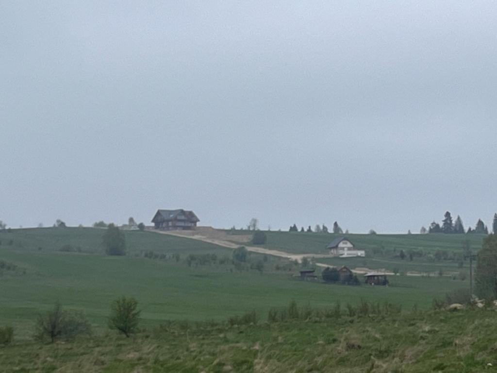 a green field with houses on top of a hill at Willa Revere in Nowy Targ