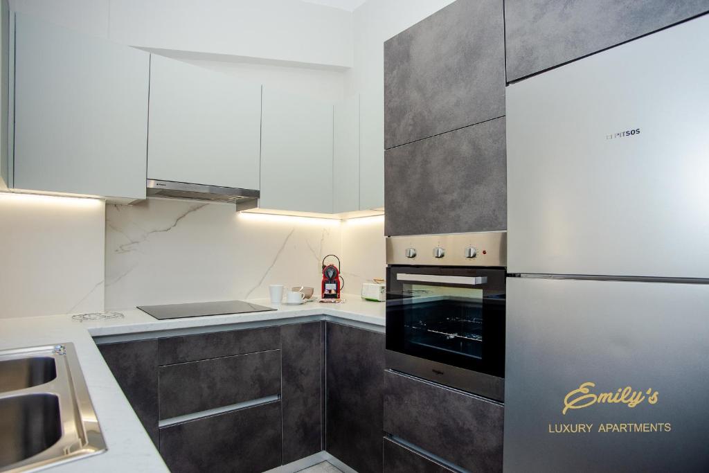 Kuchyň nebo kuchyňský kout v ubytování Emily's Luxury Apartments