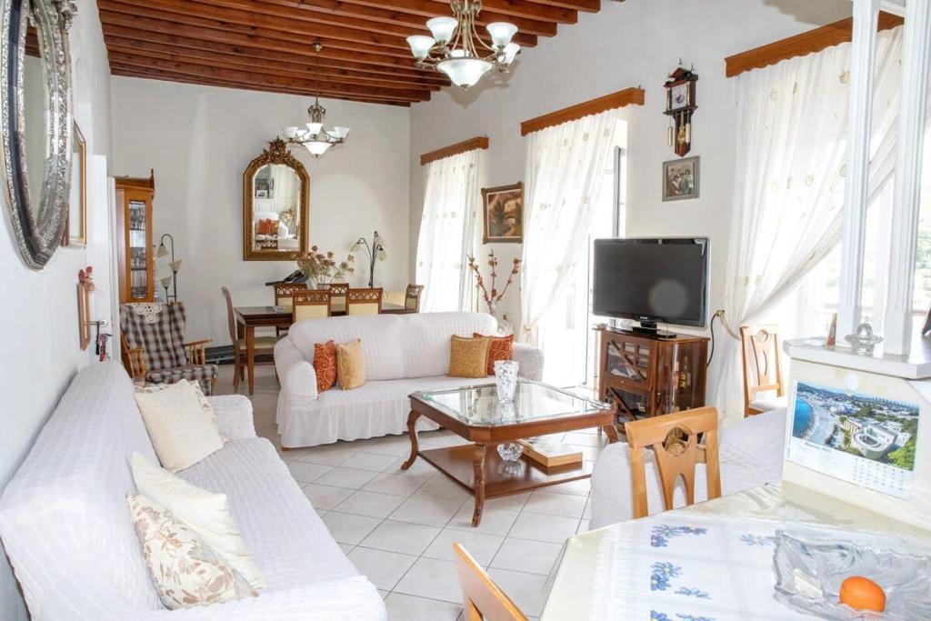 TV a/nebo společenská místnost v ubytování Neoclassical Splendor Unique Experience in Leros