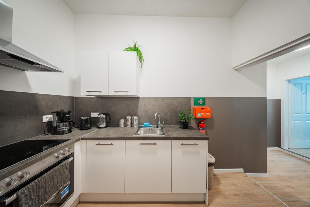 Kuchyň nebo kuchyňský kout v ubytování SEVEN Rooms Vienna