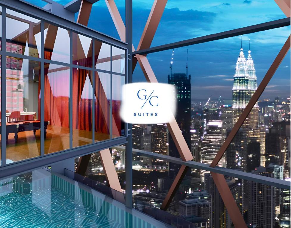 a view of the empire state building from the floor of the eq suite at Scarletz KLCC luxury suites by GC-Suites in Kuala Lumpur