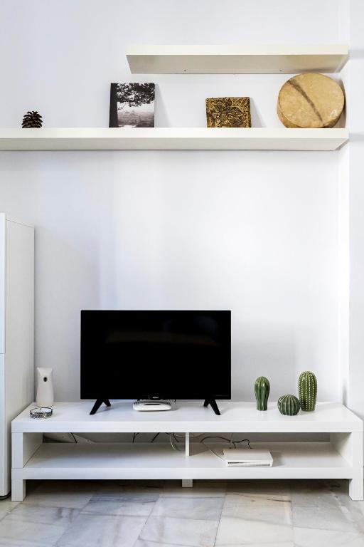 Televízia a/alebo spoločenská miestnosť v ubytovaní Suites Picasso Málaga