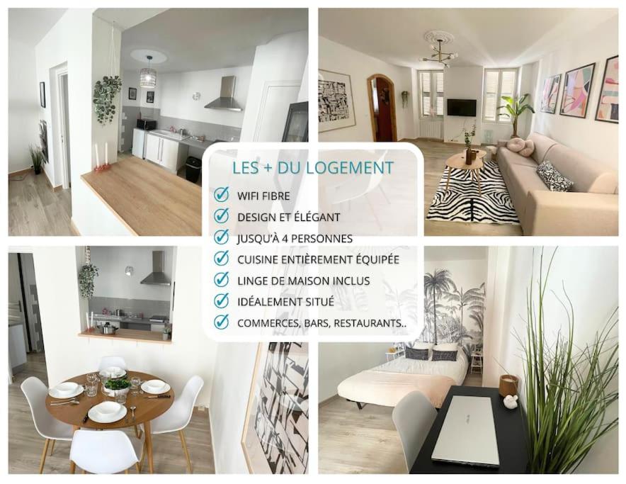 a collage of pictures of a living room and a kitchen at ღ L'Échappée Belle - Niché au cœur de Montélimar in Montélimar
