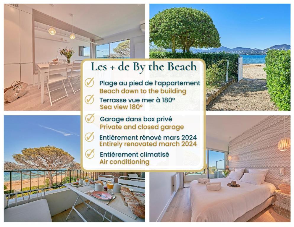 un collage d'images d'une maison avec un prospectus dans l'établissement By the Beach - Beautiful apartment 2 bedrooms - Saint-Tropez - Sea View - Garage, à Saint-Tropez