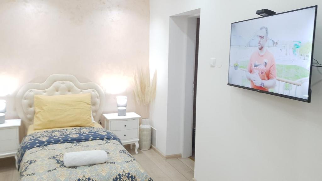 Postel nebo postele na pokoji v ubytování Wellness Villa Mantra Bačka Topola