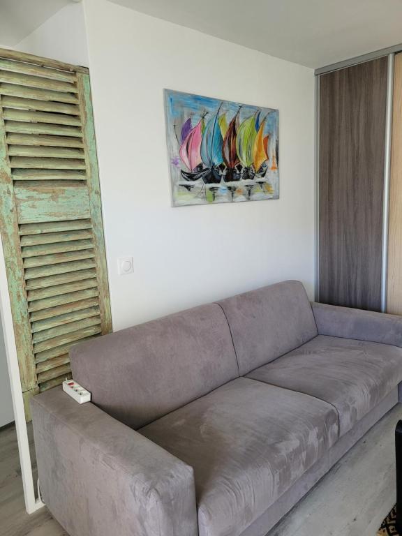 Posezení v ubytování Tahiti Beach, T2 à la mer, piscine, terrasse et parking