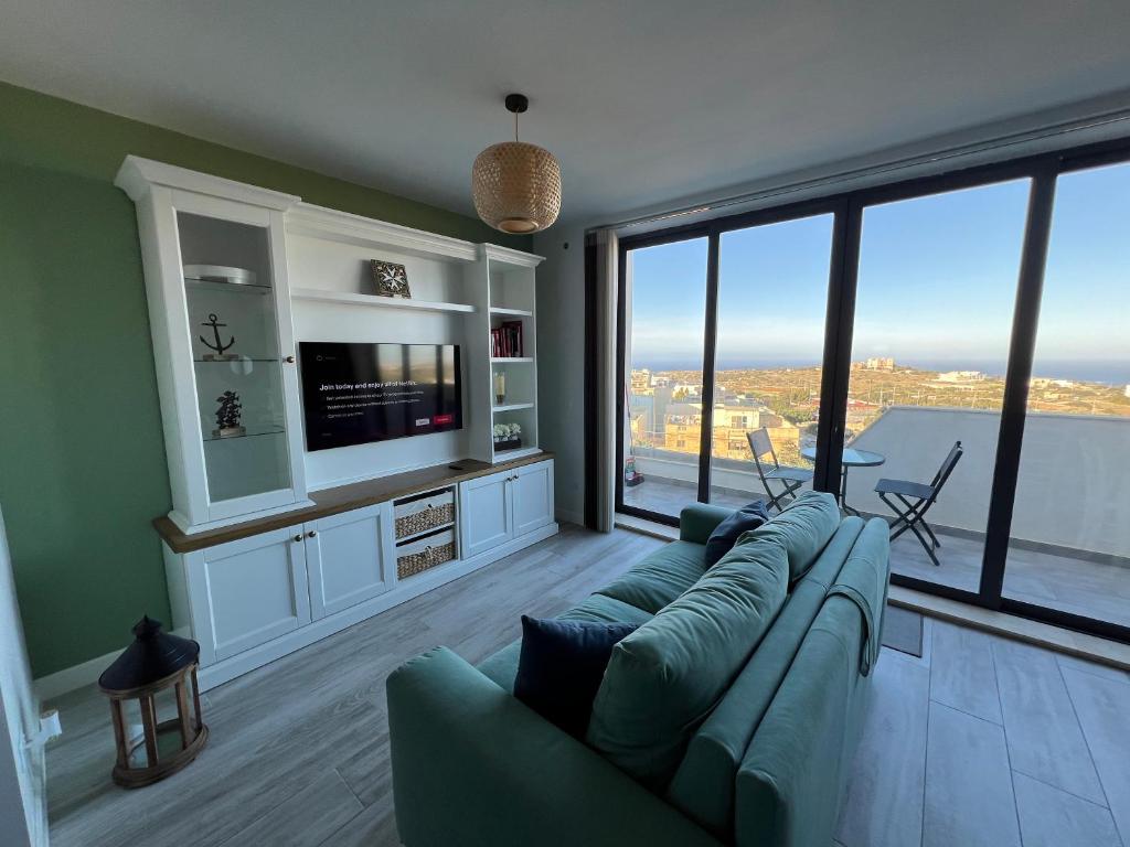 Istumisnurk majutusasutuses Mellieħa luxurious 2 bedroom apartment with sea view