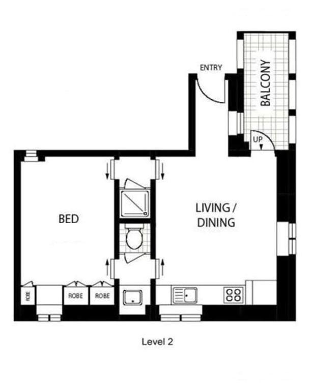 a floor plan of a house at Darlinghurst Apt W A C Balcony Only A Walk To CBD in Sydney
