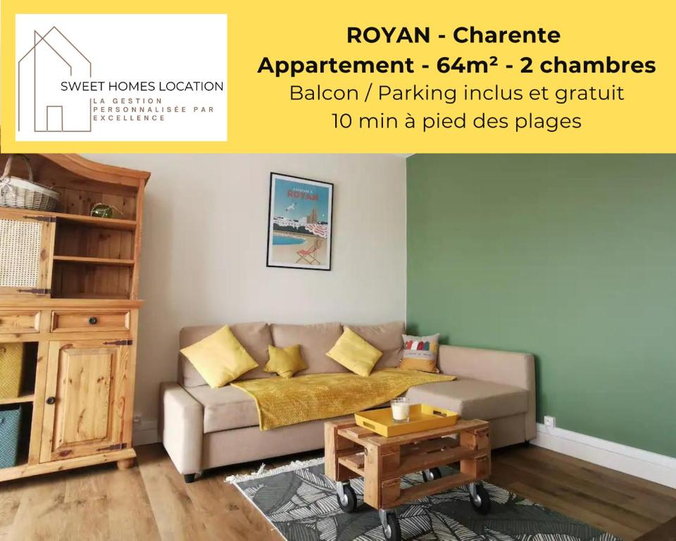 Χώρος καθιστικού στο Appartement lumineux proche plage et marché, centre-ville accessible à pied parking gratuit I SWEET HOMES LOCATION