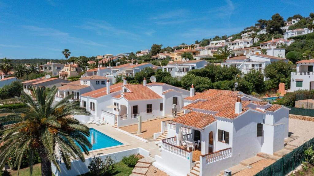 an aerial view of a villa with a swimming pool at Villa Waldemar - Close to Son Bou Beach in Son Bou