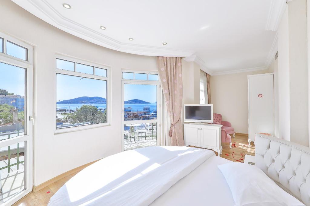 TV a/nebo společenská místnost v ubytování Buyukada Princess Hotel
