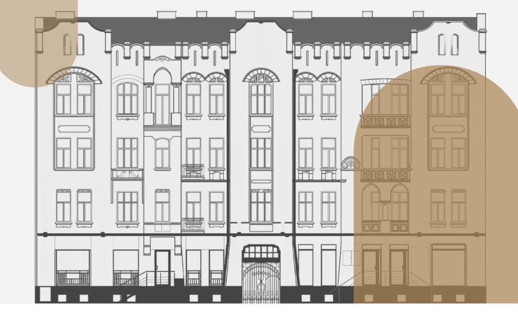 an architectural drawing of a building at Hostel Kamienica 9 in Sosnowiec