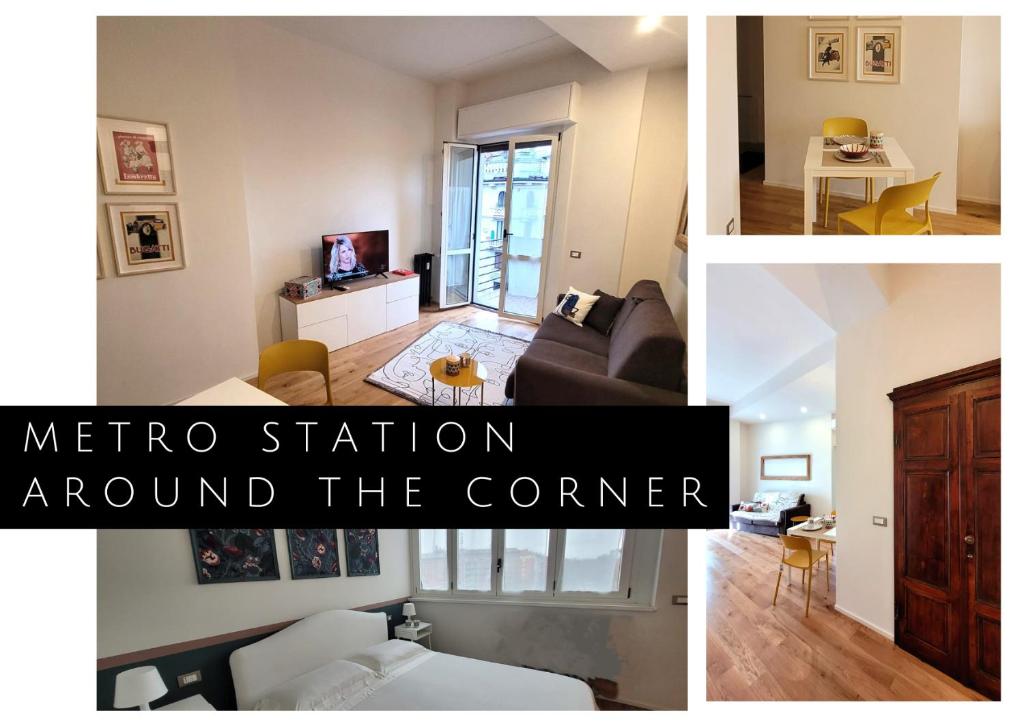 un collage de fotos de una sala de estar en La Milanese - New apartment - Closed to Metrò ISOLA, en Milán