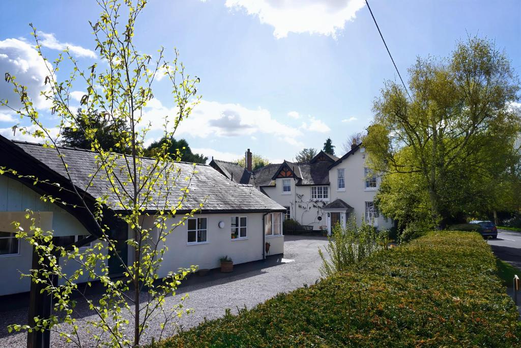una fila de casas blancas en un pueblo en The Old Vicarage self-contained apartments en North Lydbury