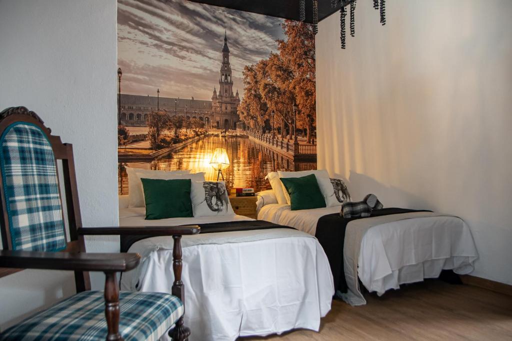 Chambre avec 2 Lits et Vue sur la Ville dans l'établissement Casa Señorial Piedrachica, à Séville