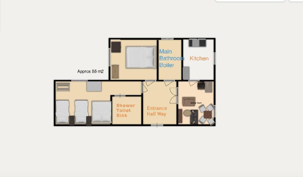 plan piętra domu z w obiekcie 2bath 2 Bedrooms 4 beds Sleeps Up To 6 Family, Contractors & Professionals - London w Londynie