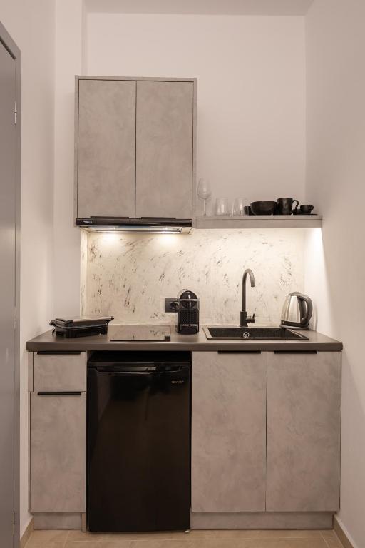 Kuchyň nebo kuchyňský kout v ubytování Nastram Suites Oia