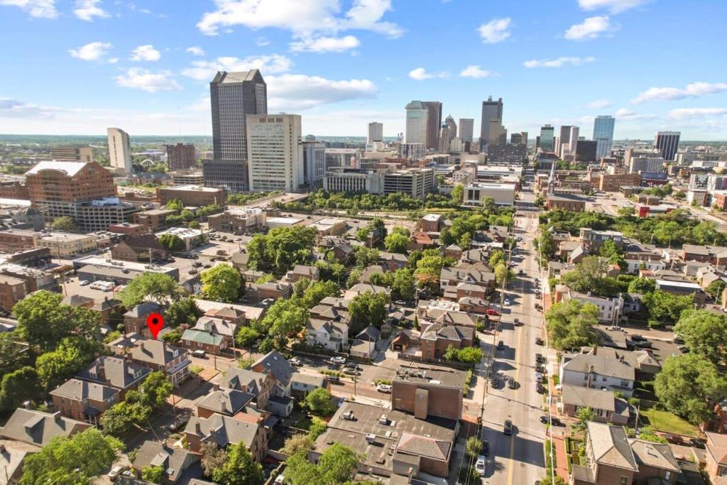 an aerial view of a city with buildings at Housepitality - The City Gateway in Columbus